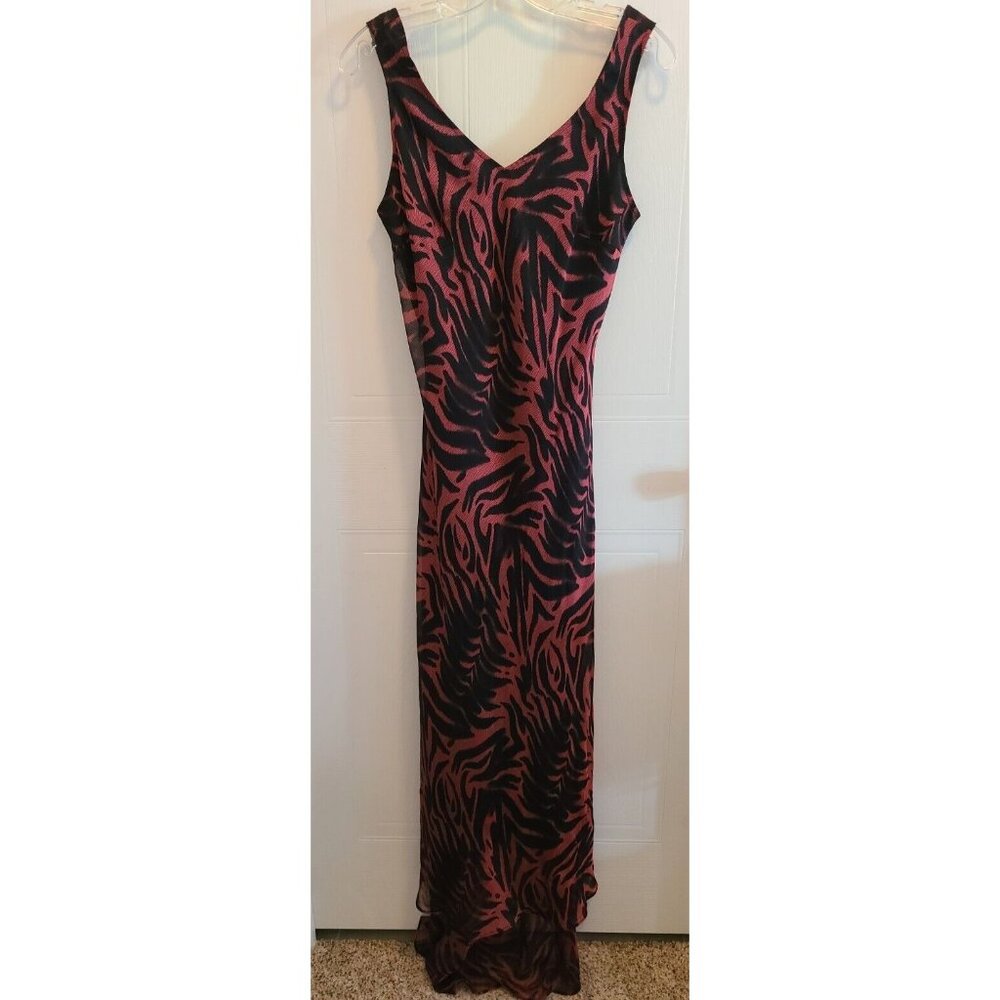 JOSEPH RIBKOFF‎ Sleeveless V Neck Elegant Long Maxi Dress Red/Black Polyester 6